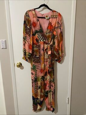 FARM Rio Pink Mystic City Wrap Jumpsuit - Medium